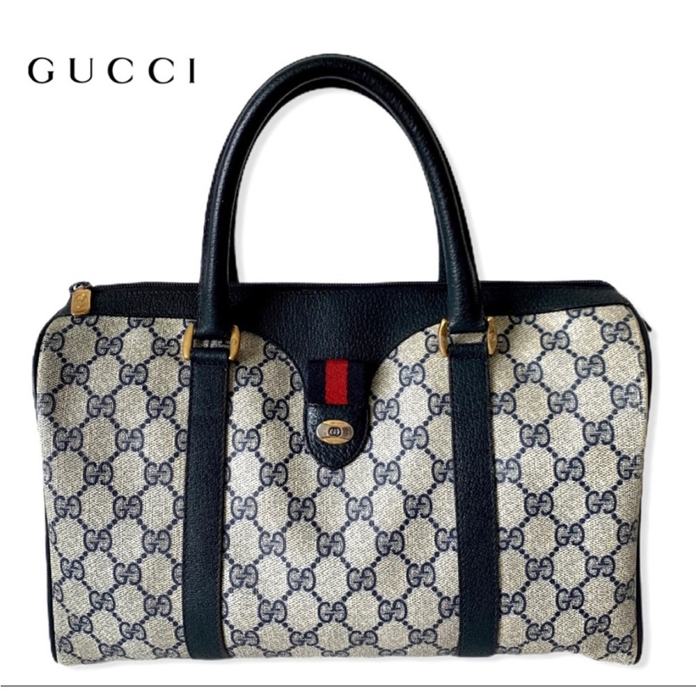 Vintage Gucci navy satchel handbag